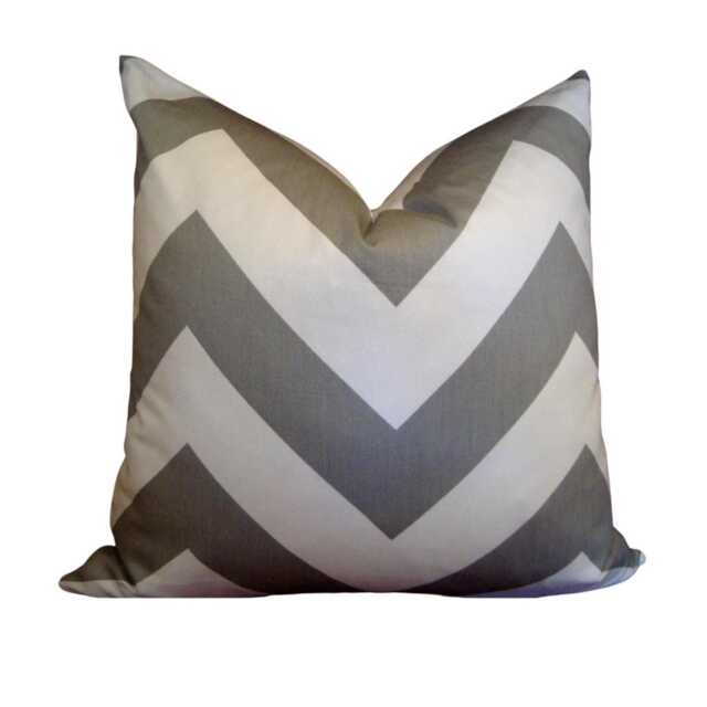Gray & White Chevron Decorative Pillow Cover - Modern Cotton Cushion - 20x20 - image 1