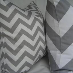 Gray & White Chevron Decorative Pillow Cover - Modern Cotton Cushion - 20x20 - thumbnail 4