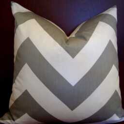 Gray & White Chevron Decorative Pillow Cover - Modern Cotton Cushion - 20x20 - thumbnail 3