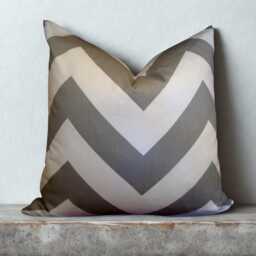 Gray & White Chevron Decorative Pillow Cover - Modern Cotton Cushion - 20x20 - thumbnail 2
