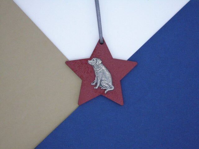 Labrador Wooden Star -Labrador Christmas Ornament Tree Decoration - Dog Hanging Mum Gift - image 1