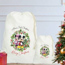 Personalised Mickey & Minnie Baby's First Christmas Sack/stocking, Santa Sack, Eve, Eve Box, Gift - thumbnail 2