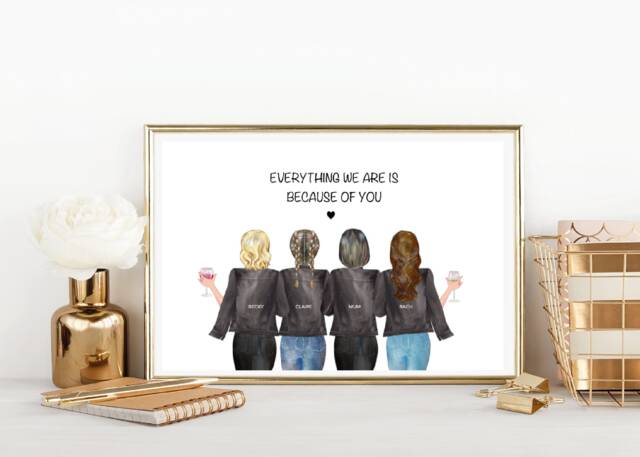 Personalised Mother & Daughter Christmas - Day Bestie Gift Customisable Portrait Print Changeable Quotes Birthday Friends - image 1
