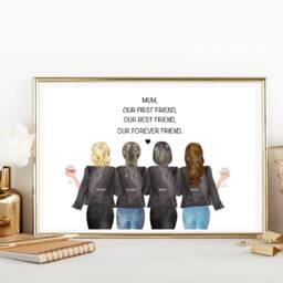 Personalised Mother & Daughter Christmas - Day Bestie Gift Customisable Portrait Print Changeable Quotes Birthday Friends - thumbnail 3