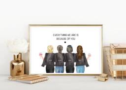 Personalised Mother & Daughter Christmas - Day Bestie Gift Customisable Portrait Print Changeable Quotes Birthday Friends - thumbnail 1