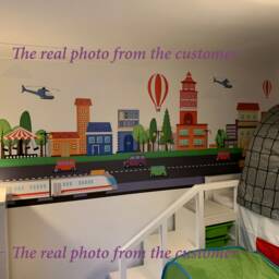 City Wall Decal/Boys Room Decals Kids Skyline Town Playroom Decor Nursery - thumbnail 2