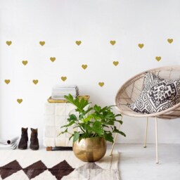 Heart Wall Decals Kids Room Decor, Stickers in 4cm 5cm & 10cm, Peel Stick, White Gold Decal Decor For Home - thumbnail 2