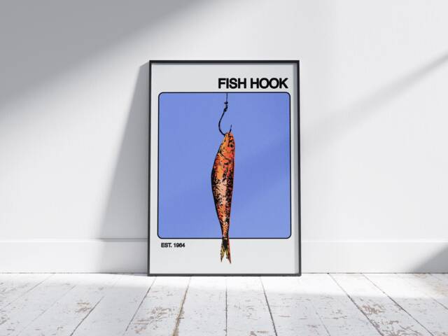 Fish Hook Print For Bedroom - Wall Art Poster Print Cool Posters Gift Women Men - image 1