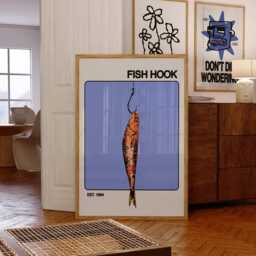 Fish Hook Print For Bedroom - Wall Art Poster Print Cool Posters Gift Women Men - thumbnail 2