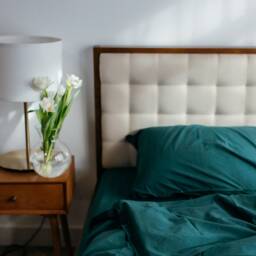 Elegant Natural Cotton Bedding Set, Dark Turquoise Duvet Cover, 100% Pillowcases, Romantic Queen Size Organic - thumbnail 2