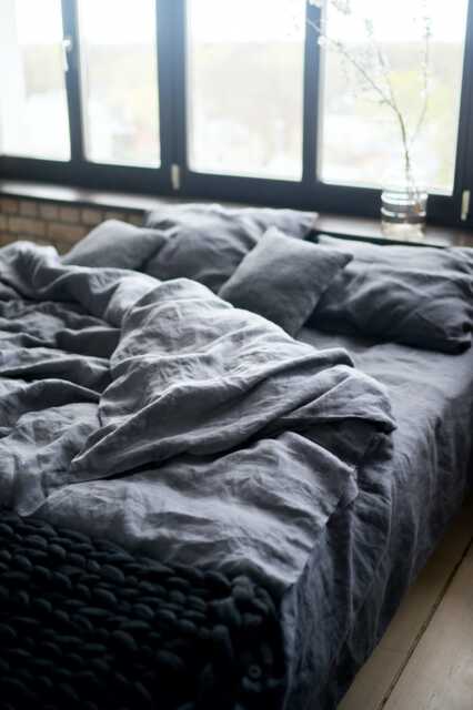 Softened Linen Duvet Cover Button Closure, Inner Ties - image 1