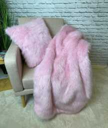 Bubblegum Pink Faux Fur Throw - Handmade Luxury Bedspread - thumbnail 1