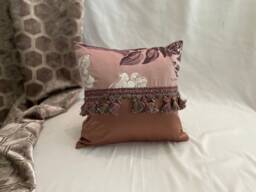 "Bohemian Lavender Silk Pillow Cover Designer Guild Floral Cushion - 16""x16" - thumbnail 1