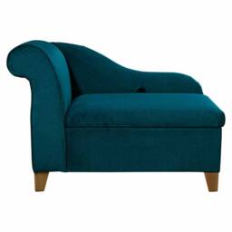 Teal Velvet Storage Chaise Longue Handmade Ottoman Blanket Box Sofa - thumbnail 3