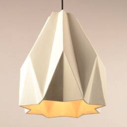 Origami Ceramic Pendant Light, Modern Kitchen Island Hardwired/Plug in - Naaya Daffodil - thumbnail 3