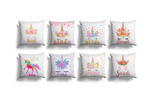 Personalised Name Pillow Cover - Cushion Cover -Unicorn Kids Room Decor, Girls Boys Gifts -Personalized Cushion - image 1