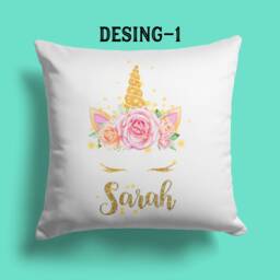 Personalised Name Pillow Cover - Cushion Cover -Unicorn Kids Room Decor, Girls Boys Gifts -Personalized Cushion - thumbnail 2