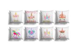 Personalised Name Pillow Cover - Cushion Cover -Unicorn Kids Room Decor, Girls Boys Gifts -Personalized Cushion - thumbnail 1