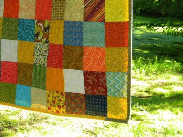 Handmade Queen Size Patchwork Quilt Earthtone Cotton Bedding - 93 X 93 - image 1