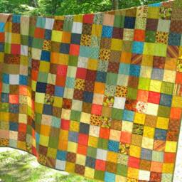 Handmade Queen Size Patchwork Quilt Earthtone Cotton Bedding - 93 X 93 - thumbnail 3
