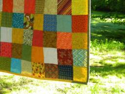 Handmade Queen Size Patchwork Quilt Earthtone Cotton Bedding - 93 X 93