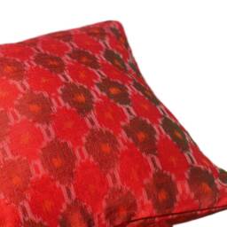 Red Brown Ikat Silk Accent Throw Pillow - Ring Decorative Handmade Cushion Cover - thumbnail 3