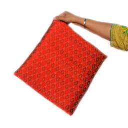 Red Brown Ikat Silk Accent Throw Pillow - Ring Decorative Handmade Cushion Cover - thumbnail 2