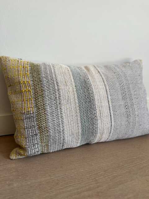 Handwoven Cushion - Luxury Decorative Pillow Off White, Brown, Grey, Yellow, Blue - image 1