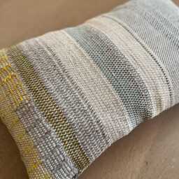 Handwoven Cushion - Luxury Decorative Pillow Off White, Brown, Grey, Yellow, Blue - thumbnail 2