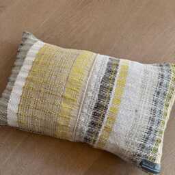 Handwoven Cushion - Luxury Decorative Pillow Off White, Brown, Grey, Yellow, Blue - thumbnail 3