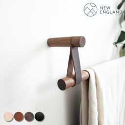 Walnut Curtain Rod Holder/Pole Holder, Leather Strap Curtain Hanger, Bracket. Not Included - thumbnail 3
