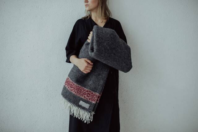 Handmade Wool Throw Blanket, Latvian Nordic Design - image 1