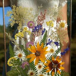 Handcrafted Pressed Flower Frame, Stained Glass Botanical Art, Hanging Wall Decor - thumbnail 2
