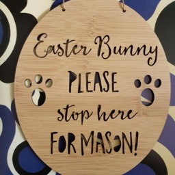Personalised Easter Bunny Please Stop Here Bamboo-Wooden Door-Wall Hanging-Easter-Easter Bunny-Kids Sign-Door Sign - thumbnail 3