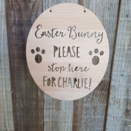 Personalised Easter Bunny Please Stop Here Bamboo-Wooden Door-Wall Hanging-Easter-Easter Bunny-Kids Sign-Door Sign - thumbnail 4
