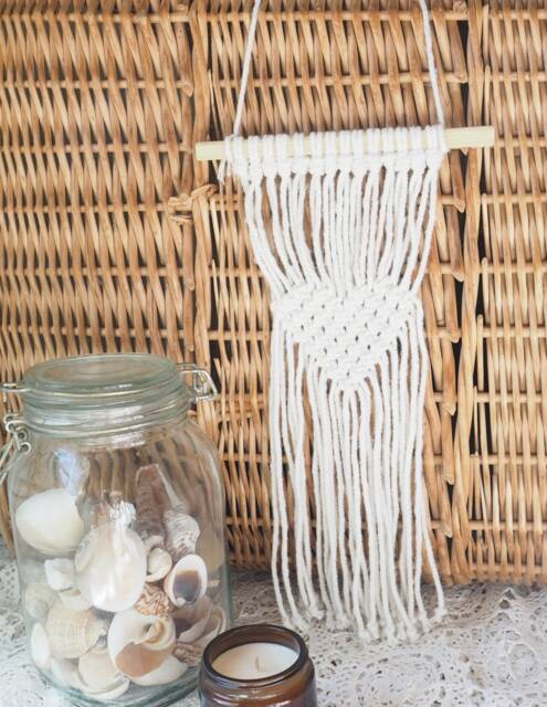 Macrame Heart Wall Hanging White/Dorm Room /Teen - image 1