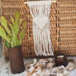 Macrame Heart Wall Hanging White/Dorm Room /Teen - thumbnail 2