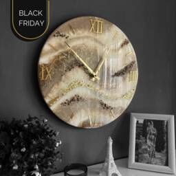 Luxury Gold Wall Clock Marble, Large Boho Clock, Custom Round Apartment Decor, Housewarming Gift, Unique Clocks - thumbnail 4
