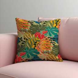 Tropical Leaf Cushion Cover, Colourful Botanical Throw Pillowcase, Jungle Floral Sofa Case - thumbnail 3