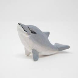 Dolphin Wooden Figurine - Hand-Carved Bottlenose Sea Animal Decor - thumbnail 3