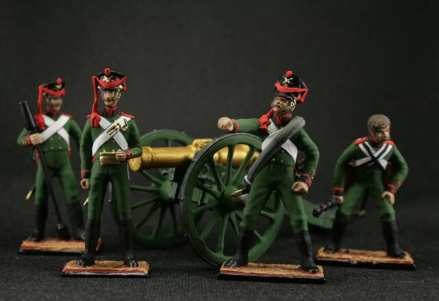 Hand Painted Tin Soldier Set Napoleonic Artillery, 1812, 54mm - 5 Pcs - image 1