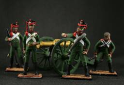 Hand Painted Tin Soldier Set Napoleonic Artillery, 1812, 54mm - 5 Pcs - thumbnail 1