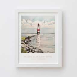 Beachy Head Lighthouse East Sussex UK Wall Art Print - Ink & Watercolor Coastal Decor Illustration, Archival Fine Art Print. England Gift - thumbnail 1