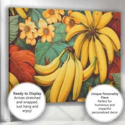 Tropical Banana Bunch Botanical Pattern Canvas Wall Art Print Decor Picture Ready To Hang - thumbnail 3