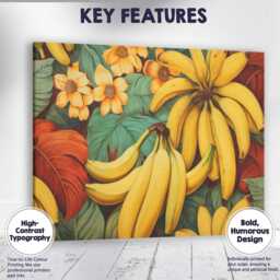 Tropical Banana Bunch Botanical Pattern Canvas Wall Art Print Decor Picture Ready To Hang - thumbnail 1