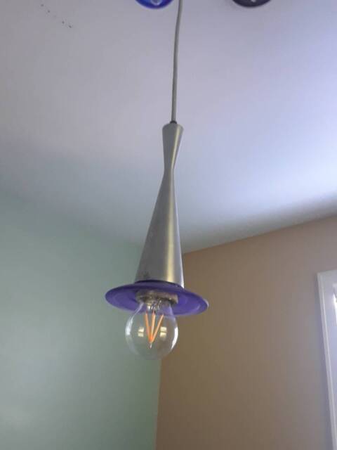 Mid Century Modern Blue Pendant Ceiling Light Fixture - image 1