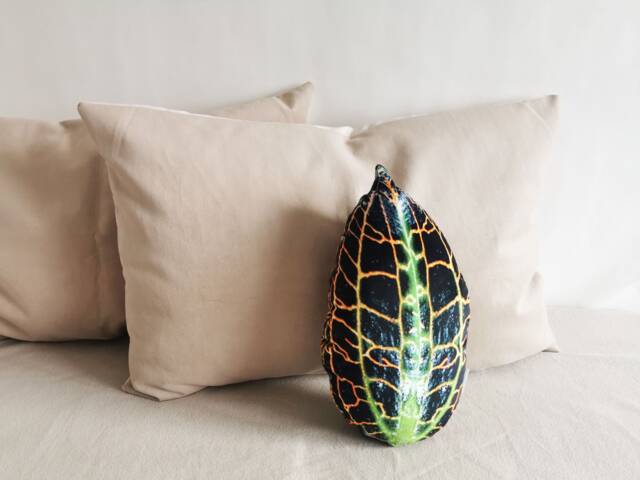 For Us Ddp Paid By Sellerrare Plant Jewel Orchid Pillow For Botanical Home Decor. Housewarming Gift. Plant Leaf Shaped - image 1