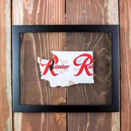 Washington State Handcut From Rainier Beer - Custom Beer Can Cut & Hung in Float Frame - Unique Gift Perfect For Your Bar Or Mancave - thumbnail 2