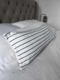 Extra Long Bolster Pillow Cover, Coastal Lumbar Cushion Indigo Blue Stripe Cushions
