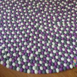 Handmade Felt Ball Rug White, Gray, Lavender Nursery Decor - thumbnail 4